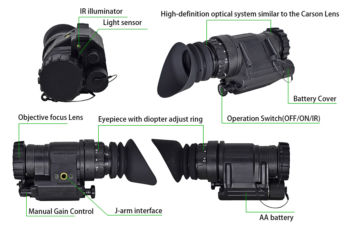 Lunettes de vision nocturne AN PVS 14 Gen 3 Gen 2 wp nvg à phosphore blanc à vendre